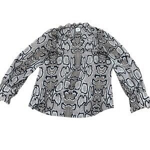 Cabi Women's Large Serpentine Snakeskin Print Long Sleeve Button Cuff Blouse Top